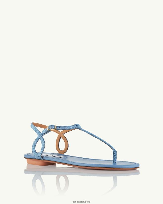 Aquazzura neredeyse çıplak sandalet düz mavi X8BD0426