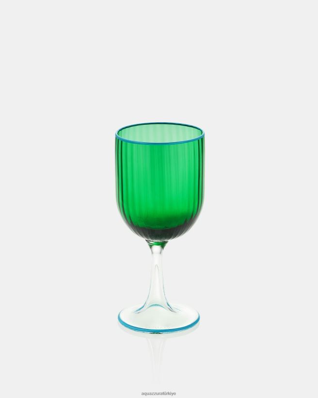 Aquazzura çizgili beyaz şarap bardağı yeşil X8BD04534
