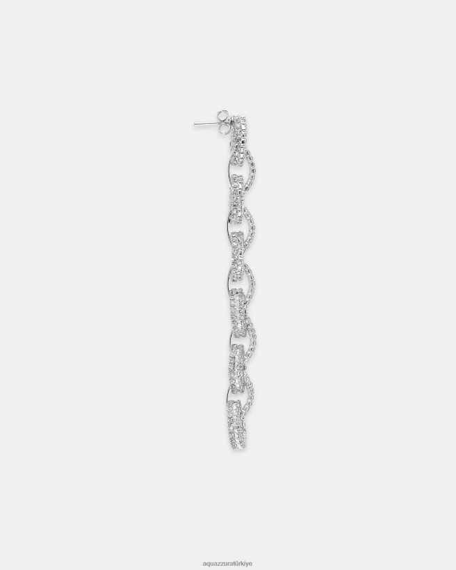 Aquazzura aşk bağlantı küpeleri gümüş X8BD04324